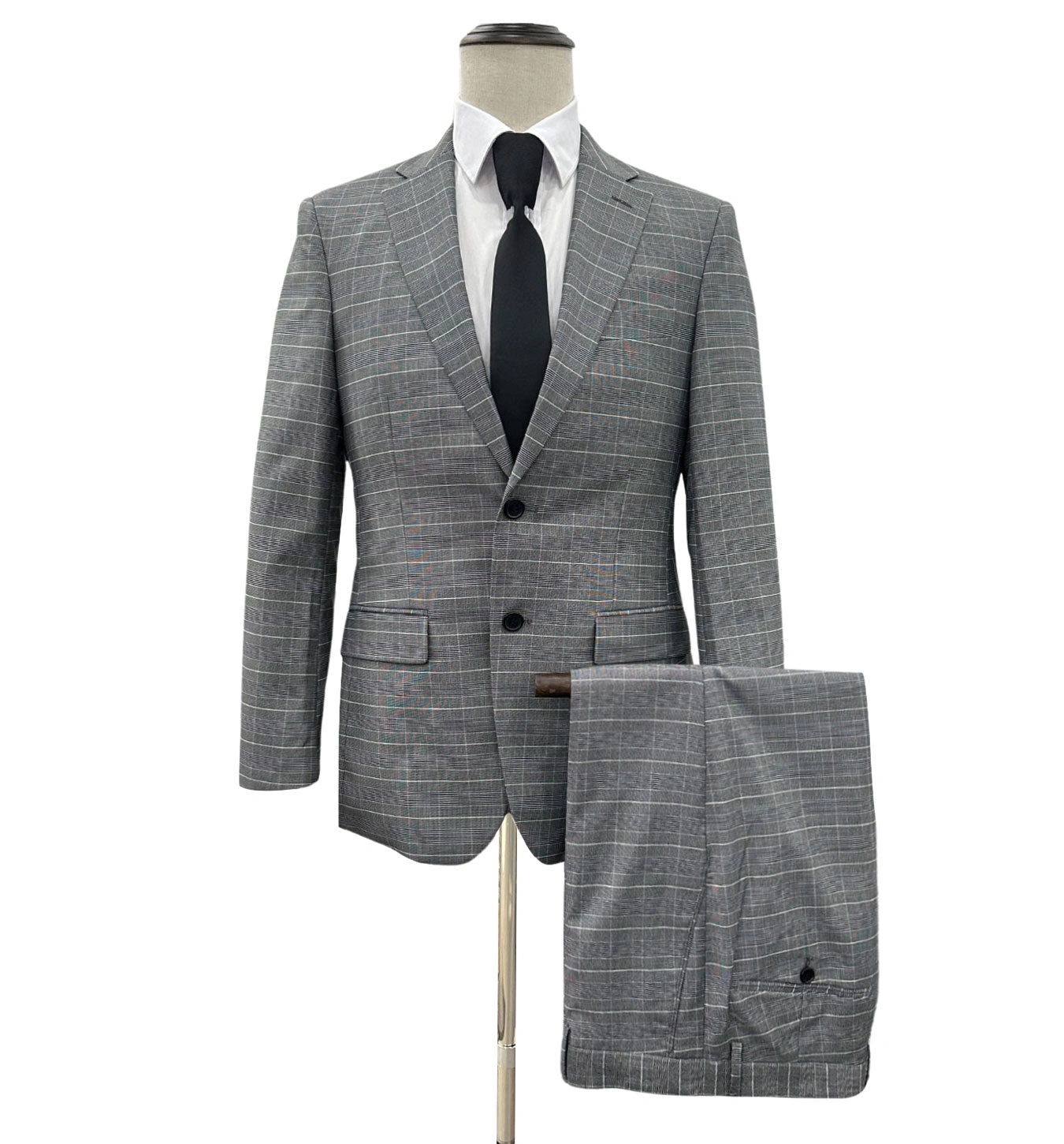 Angelo Rossi Traje Moderno de Cuadros Gris Elegancia Atemporal para el Hombre Distinguido.